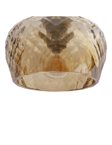 Lampara Estela 4xe14 Marron Regx75x13 Cm C/tulipas  Cristal Tallado Ambar