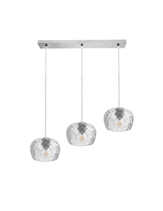 Regleta Estela 3xe27 Cromo Regx65x13 Cm C/tulipas Cristal Tallado Transparente