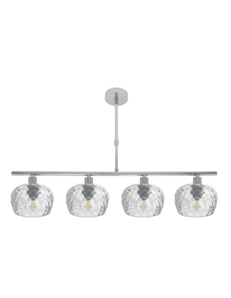 Lampara Estela 4xe14 Cromo Regx75x13 Cm C/tulipas Cristal Tallado Transparente