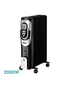 Radiador Aceite Confort 2000w 9elementos Negro/plata 3pote Termost.reg. Temporizador