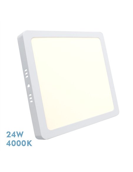 Downlight Superficie Cuadrado. Selenita 24w 4000k Blanco 2160lm 2