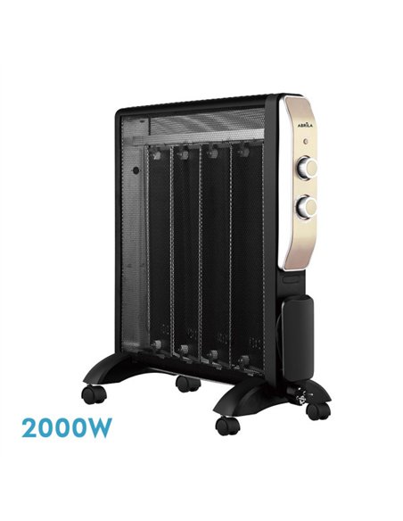 Radiador De Mica Abrigo 2000w 4elementos Negro/oro 2potencias Antivuelco