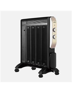 Radiador De Mica Abrigo 2000w 4elementos Negro/oro 2potencias Antivuelco 2