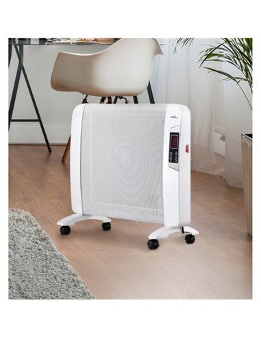 Radiador De Mica Abrigo 2000w 1elemento Blanco C/remoto Temporizador Display Termostato Reg.54x82,5x27cm