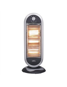 Estufa Elect.candente 1200w  Negro/plata 3potencias Oscilante 3elememtos Asa Y Antivuelco 70x30x30cm