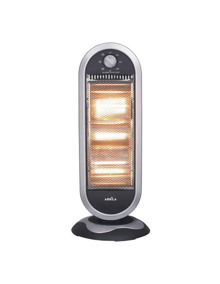 Estufa Elect.candente 1200w  Negro/plata 3potencias Oscilante 3elememtos Asa Y Antivuelco 70x30x30cm