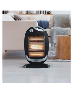 Estufa Elect.candente 1200w Negro/plata 3potencias Oscilante 3elementos 2