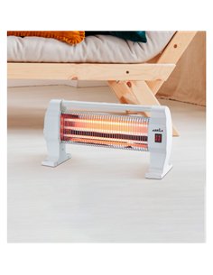 Estufa Elect.de Cuarzo Igneo 1200w Blanco 3potencias 3elementos Portatil Antivuelco 26x50x12 Cm 2