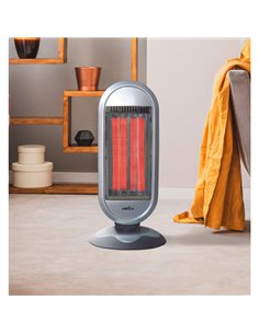 Estufa Elect.de Carbono Fulgor 900w Negro/plata 2potencias Oscilante 2elemntos Asa Antivuelco Termost.reg 60x30x30cm 2