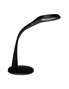 Flexo Plath Negro 8w 595lm 5000k C/lupa Reg.intens Flexib Orientab Tactil 43x18x38cm 2