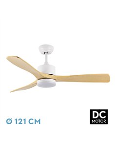 Ventilador Dc Azabache 20w Blanco 3asp.haya 6vel 3 Col 40/50x121d 2350lm Remoto
