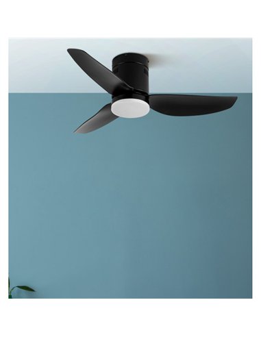 Ventilador Dc Borax 20w Negro 3aspas 6vel 3000-4000-6500k 2350lm Remoto, Memoria Y Temporizador 27x101x101cm