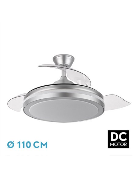 Ventilador Dc Esparta Plus 72w 6120lm Plata 107d 3aspas Desp.3000-4000-6000k Remoto+ Temporizador+ Memoria