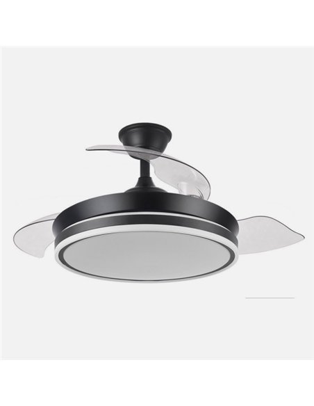 Ventilador Dc Bayomo Negro 72w 6120lm 91d 3asp.desplegables 3000-4000-6000k Remoto, Temporizador, Memoria