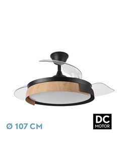 Ventilador Dc Provenza 72w 7200lm Negro/haya 3asp.desplegables 36/51x50/107d.3col
