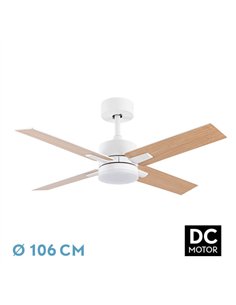 Ventilador Dc Talco 20w Blanco 4asp. Blanco/haya 6velocidades 3000-4000-6500k 2350lm Remoto