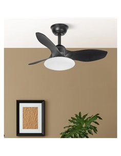 Ventilador Dc Paramo 36w 2880lm Negro 3 Aspas 82d  3000k 2