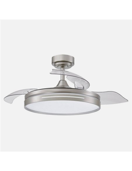 Ventilador Dc 48w Micenas Niquel 3asp.91d 6velocidades 4800lm 3000-4500-6000k Remoto+reg.intensidad+memoria+temporizador 25
