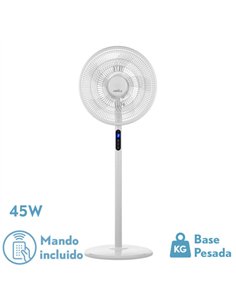 Ventilador De Pie Icono Blanc 3vel 45w  119x44x40 Cm Oscilante 5asp.c/ Remoto