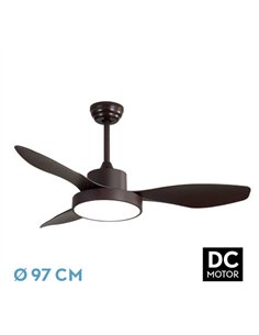 Ventilador Dc Hayate 24w 2650lm Marron 3aspas 6vel 97d 3000-4000-6000k Remoto