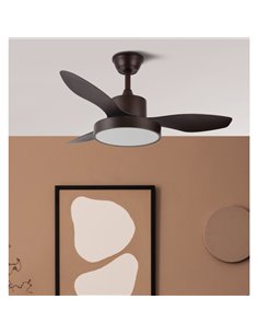 Ventilador Dc Hayate 24w 2650lm Marron 3aspas 6vel 97d 3000-4000-6000k Remoto 2