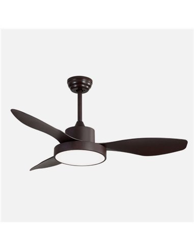 Ventilador Dc Hayate 24w 2650lm Marron 3aspas 6vel 97d 3000-4000-6000k Remoto,memoria Y Temporizador