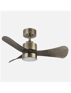 Ventilador Dc Zepelin 18w 1900lm Cuero/roble 3aspas  91d 3000-4000-6500k Remoto 2