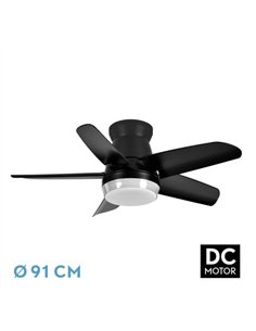 Ventilador Dc Neutron 24w 2400lm Negro 5 Aspas 91d  3000k