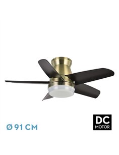 Ventilador Dc Neutron 24w 2400lm Cuero/negro 5aspas 91d 3000k
