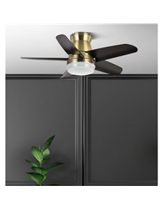 Ventilador Dc Neutron 24w 2400lm Cuero/negro 5aspas 91d 3000k 2