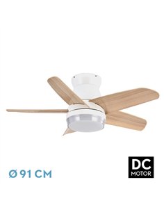 Ventilador Dc Neutron 24w 2400lm Blanco/haya 5aspas 91d 3000k