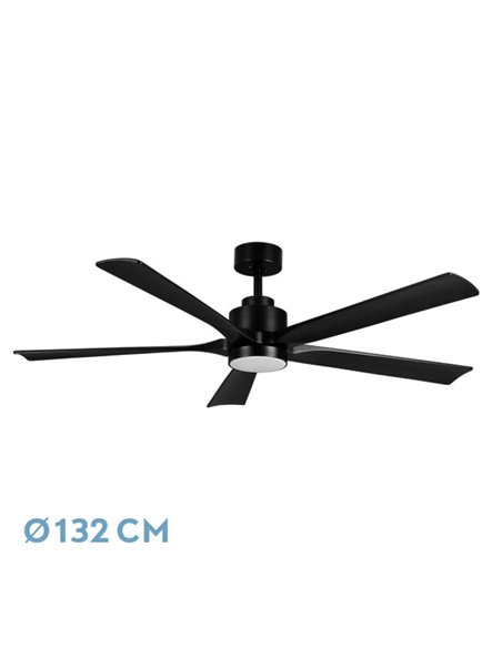 Ventilador Dc Cairo 24w 2400lm Negro 5aspas 132d  3000k