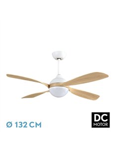 Ventilador Dc Livorno 30w 3250lm Blanco/haya 132d 4aspas 3000k
