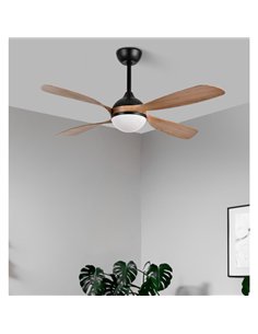 Ventilador Dc Livorno 30w 3250lm Negro/roble 132d 4aspas 3000k 2