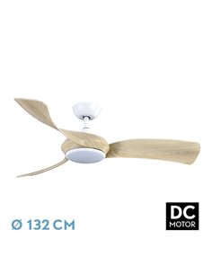 Ventilador Dc Cerdeña 30w 2950lm Blanco/haya 3aspas 3000k