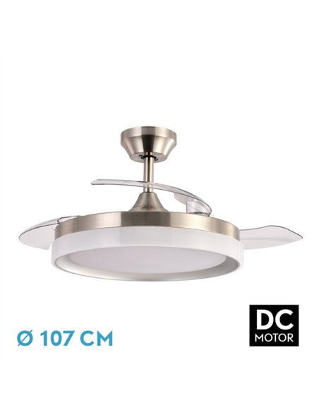 Ventilador Dc Zenit Niquel 72w 3aspas despegables 107d 7200lm 6vel 3000k