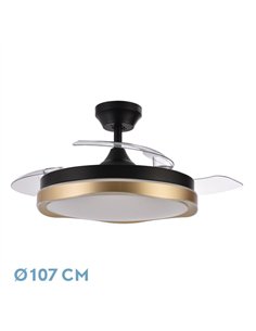 Ventilador Dc Blondi Negro/oro 72w 3aspas 107d 7200lm 6vel 3000k