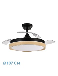 Ventilador Dc Blondi Negro/madera 72w 3aspas107d 7200lm 6vel 3000k
