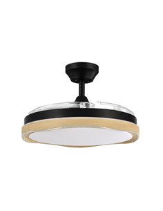 Ventilador Dc Blondi Negro/madera 72w 3aspas107d 7200lm 6vel 3000k 2