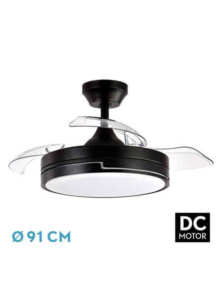 Ventilador Dc 48w Olimpia Negro 3aspas 91d 4800lm 6vel 3000k