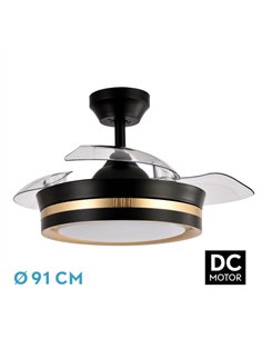 Ventilador Dc Viper Negro/oro 48w 3aspas 91d 4800lm 6vel 3000k