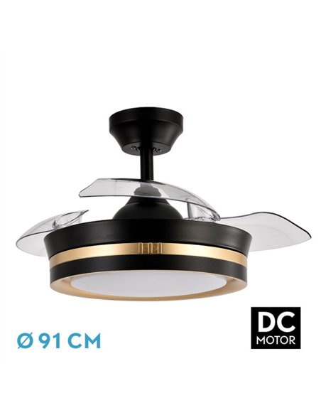 Ventilador Dc Viper Negro/oro 48w 3aspas 91d 4800lm 6vel 3000k