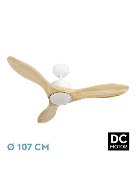 Ventilador Dc Segre 24w Blanco 3aspas Haya 6vel 107d 2424lm 3000k