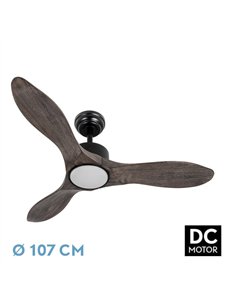 Ventilador Dc Segre 24w Negro 3aspas Roble 107d 2424lm 3000k