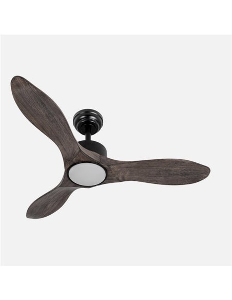 Ventilador Dc Segre 24w Negro 3aspas Roble 107d 2424lm 3000k,4000k,6500k Remoto+temporizador+regulador Intensidad+memoria