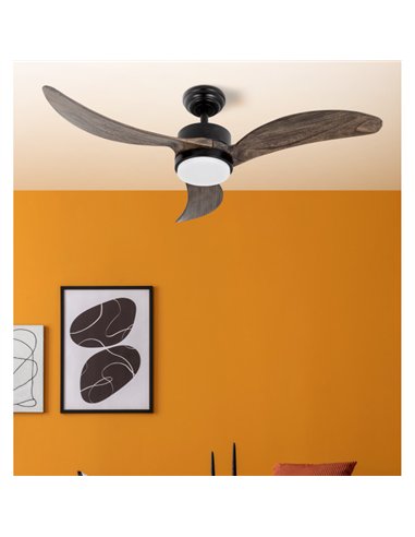 Ventilador Dc Bembezar 24w Negro 3aspas Roble 107d 2424 Lm 3000-4000-6500k Remoto+regulador Intensidad+temporizador+memoria