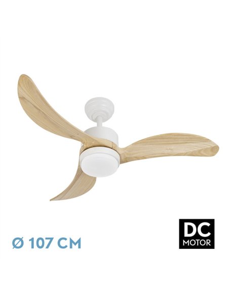 Ventilador Dc Bembezar 24w Blanco 3aspas Haya 107d 2424 Lm3000-4000-6500k Remoto+regulador Intensidad+temporizador+memoria