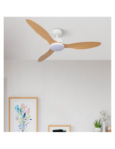 Ventilador Dc Serpa 24w Blanco 3aspas Haya 107d 2424lm 3000-4000-6500k Remoto+reguladort Intensidad+temporizador+memoria