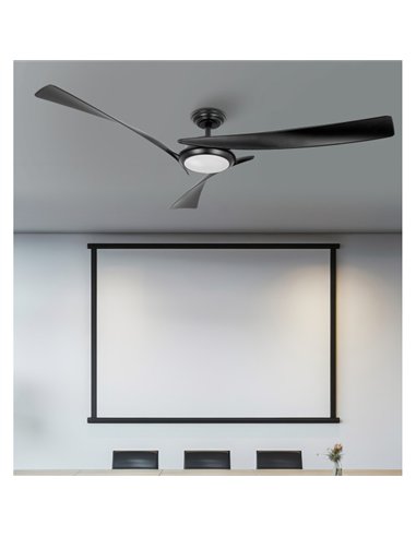 Ventilador Dc Genil 24w Negro 3aspas 6vel 132d 2424lm 3000-4000-6500k Remoto+temporizador+memoria