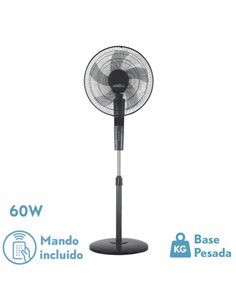 Ventilador De Pie Rayo Gris/negro 3 Vel.60w.5 Asp 43d C/ Remoto Y Temporizador 0
